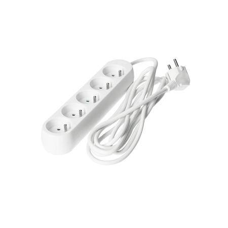 Przedłużacz Sieciowy Wtyk 5x Gniazdo z Uziemieniem Listwa Zasilająca 3m Biały Linea Kobi