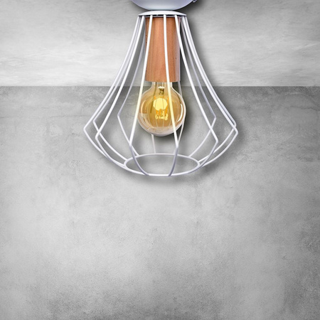 Lampa sufitowa żyrandol WILL 1x E27 LOFT Biała Metal + drewno Milagro