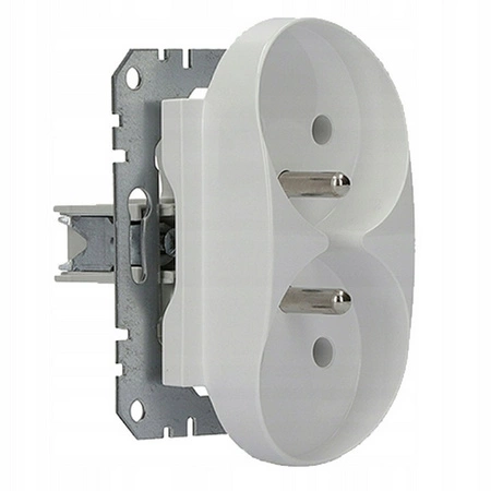 Gniazdko Podwójne z Uziemieniem 2x2P+PE do Ramek z Bolcem Białe SCHNEIDER ASFORA