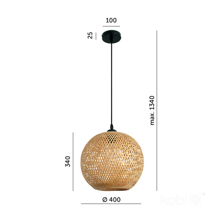 Lampa Wisząca Dekoracyjna Zwis Bambusowa E27 Boho Bitavia Kobi