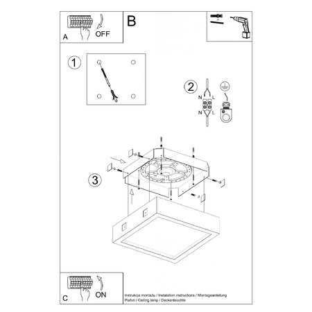 Lampa Sufitowa Oprawa Natynkowa Plafon Kwadratowa 3000K Ciepła Szara Industrialna Riza Sollux