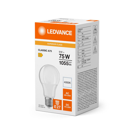 Żarówka LED A60 E27 9W = 75W 1055lm 4000K Neutralna Biała LEDVANCE