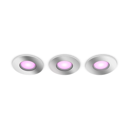 3x Oprawa Podtynkowa Wpuszczana LED Hermetyczna IP44 Łazienkowa 4.2W 400lm IP44 White and Color Ambiance RGB + TW Chrom Inteligentna SMART Zigbee Bluetooth Xamento Philips HUE