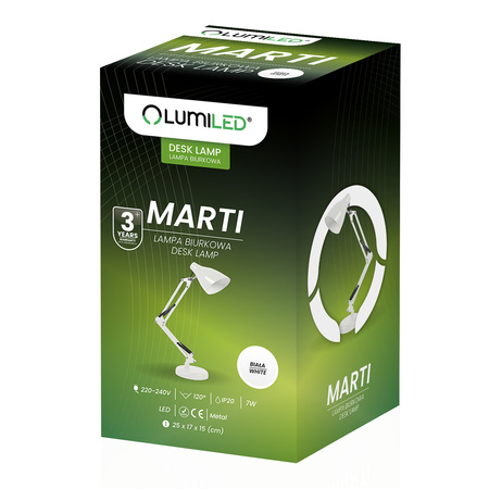 Lampka Biurkowa Stołowa LED 7W CCT Ściemnialna Marti Biała Lumiled