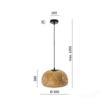 Lampa Wisząca Dekoracyjna Zwis Bambusowa E27 Boho Baku Kobi