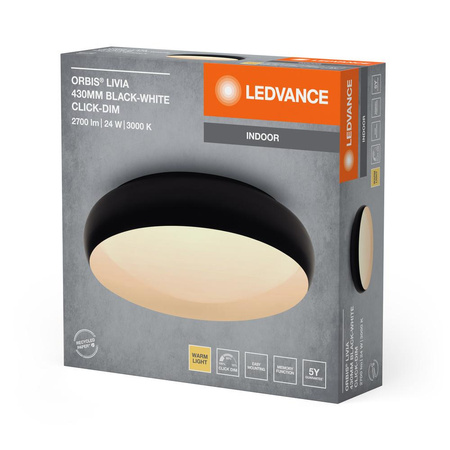 Plafon LED Lampa Oprawa Sufitowa Ściemnialna 24W 3000K Ciepła Czarno-Biała LEDVANCE