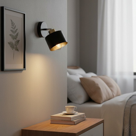 Lampa Ścienna Reflektor Kinkiet Spot E27 Ruchomy Czarny Miedziany Elza Masterled