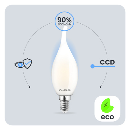 Żarówka LED E14 Świeczka BA35 7W = 60W 806lm 3000K Ciepła 360° LUMILED