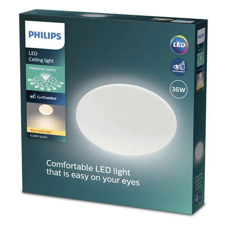 Lampa Sufitowa Plafon LED 36W 3600lm 2700K Ciepła Efekt Gwiazd Moire CL200 Philips
