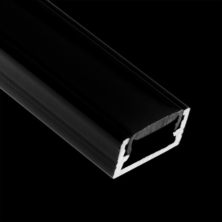 Profil Aluminiowy natynkowy MINI do taśm LED nawierzchniowy, nakładany 1m Czarny + Czarny Klosz