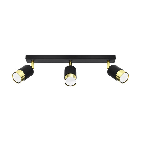 Lampa Sufitowa Oprawa Natynkowa SPOT TUBA Reflektor 3x GU10 Ruchoma Tubularna Czarna Złota Nowoczesna Nero Sollux