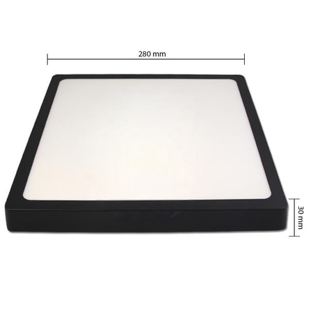 Plafon natynkowy Panel LED 24W 4000K Czarny kwadratowy Proma LVT