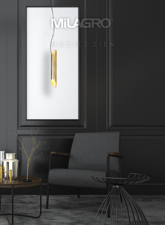 Lampa wisząca LIBRA 1xE14 Owalna Ścięte Końce Złoty MZ5013 Milagro by Maciej Zień Mosiądz