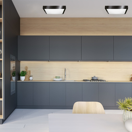 Plafon LED Lampa Sufitowa 41cm 2x E27 Czarna Kwadratowa + 2x Żarówka LED 10W 4000K Lumiled