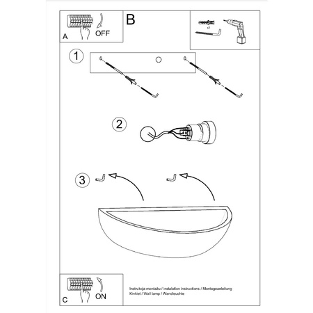 Lampa Ścienna Kinkiet Góra Dół E27 Półokrągła Biała Nowoczesna Oskar Sollux