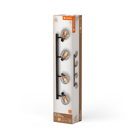 Lampa Ścienna Sufitowa LED Ściemnialna 4-Punktowy Dekoracyjny Ozdobny E14 11.2W Black LEDVANCE