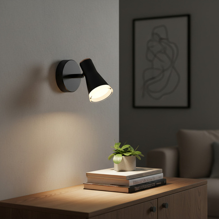 Kinkiet ruchomy lampa ścienna regulowana 4,2W LED BERG 1 czarny 3000K GOLDLUX (Polux)