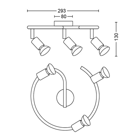 Lampa Sufitowa Reflektor Natynkowy 3x GU10 Czarna Limbali Philips