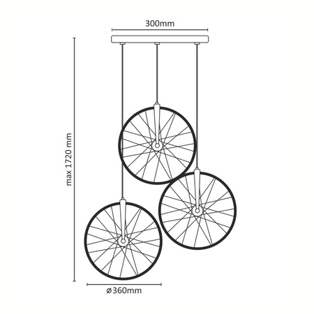 Kultowa LAMPA wisząca, SUFITOWA LED 3x BICYKL 33W 3000K chrom GOLDLUX (Polux)
