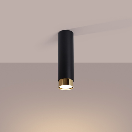 Lampa Sufitowa Oprawa Natynkowa Tuba Spot 1x GU10 Czarna Złota Nero Bittersweet Shimmer SL.1411 Sollux