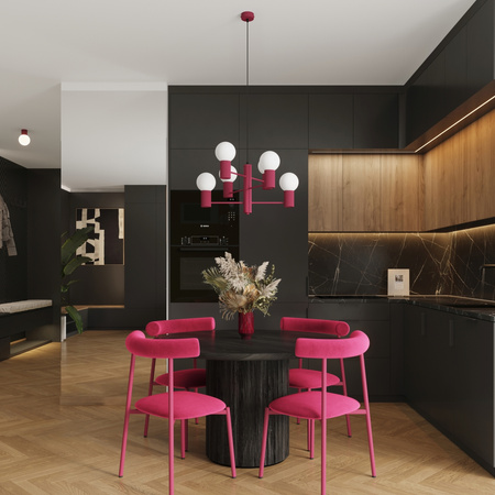 Lampa Wisząca Żyrandol 6x G9 Aluminiowa Burgund Halo French Sky SL.1837 Sollux