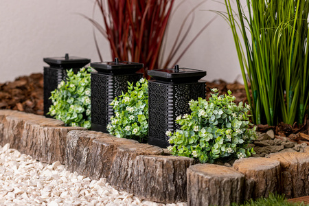 Lampion Ogrodowa LED Solarna Dekoracyjna Płomień Kwadrat 17cm