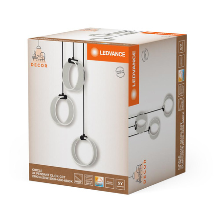 Lampa Sufitowa Wisząca Dekoracyjna LED 20W 1300lm 3000K - 4200K - 6500 K CCT Czarny Decor Ledvance