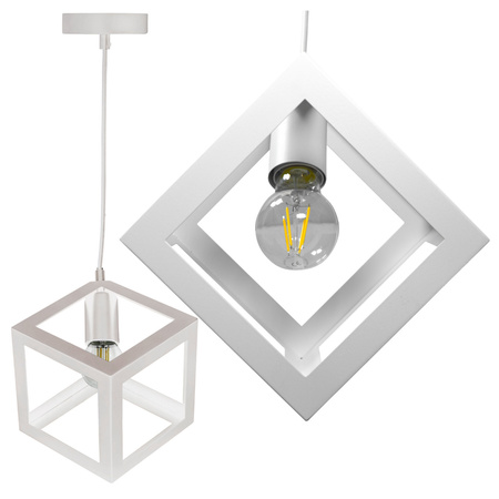 Lampa Wisząca Sufitowa Geometryczna IL MIO SWEDEN 1xE27 Biała - GOLDLUX (Polux)