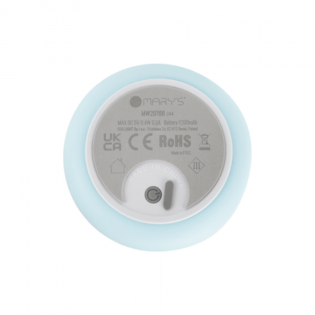 Lampka Nocna Dziecięca LED 0.4W 3000K Ciepła + Wielokolorowa RGB USB Akumulatorowa 1200mAh Niebieska + Pilot DUŻY MIŚ MARY'S