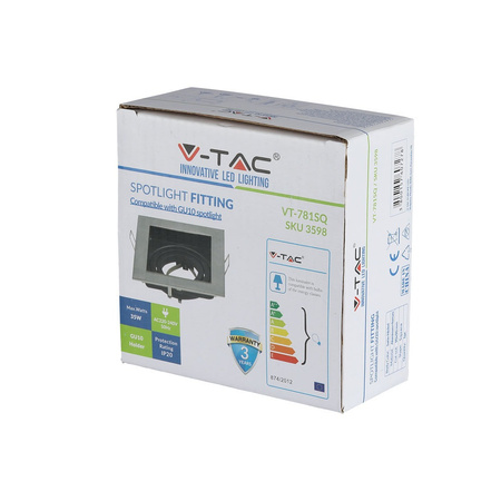 Oprawa Sufitowa Podtynkowa Oczko GU10 Kwadratowa Satynowy Nikiel VT-781 V-TAC