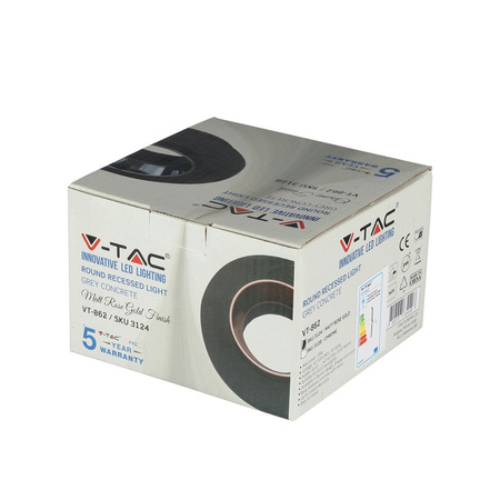 Oprawa Sufitowa Podtynkowa Oczko GU10 Okrągła Szara/Różowe złoto VT-862 V-TAC - 5 Lat Gwarancji