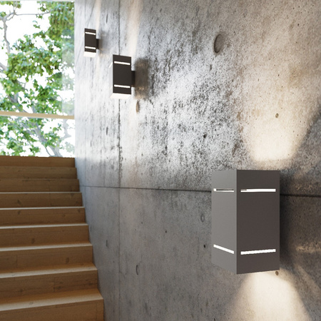 Lampa Ścienna Kinkiet Góra Dół G9 Prostokątna Szara Industrialna Blocco Sollux