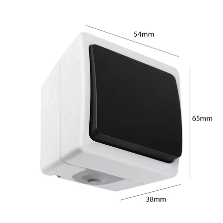 Łącznik Włącznik Hermetyczny Jednobiegunowy Natynkowy AQUATIC MINI IP54 ORNO Biało- Czarny