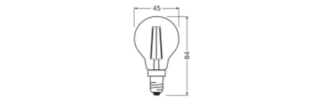 Żarówka LED P45 E14 2.5W = 25W 250lm 3000K Ciepła 300° Filament Performance Class Ledvance