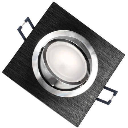 Oprawa HALOGENOWA Podtynkowa Ruchoma Kwadratowa Czarna Szczotkowana GU10