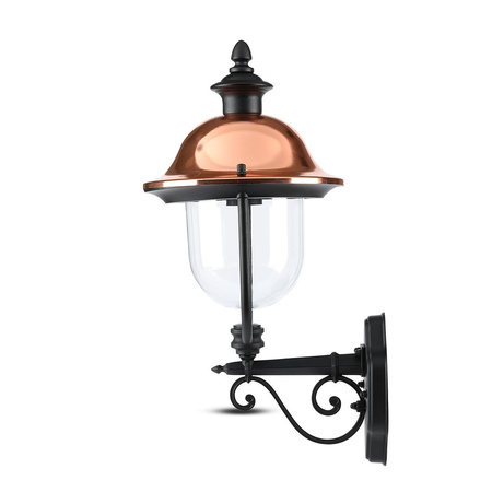 Lampa Ogrodowa Elewacyjna Kinkiet E27 Przezroczysty klosz Czarny mat VT-853 V-TAC