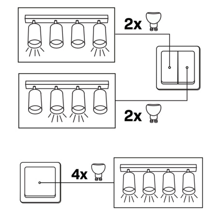 Oprawa Ścienno-Sufitowa Reflektor Punktowy 4x GU10 CzarnaSrebrna BAMBOO Sanico Goldlux
