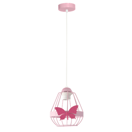 Lampa wisząca KAGO 1xE27 Dziecięca Różowy Motyl Różowa MLP4927 Milagro Metal