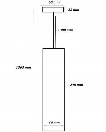 Lampa Wisząca Sufitowa 1xGU10 CIRUS Zwis Tuba Czarna 24cm