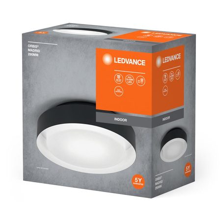 Plafon Lampa Sufitowa Natynkowa E27 Czarny Biały 29cm Orbis Ledvance