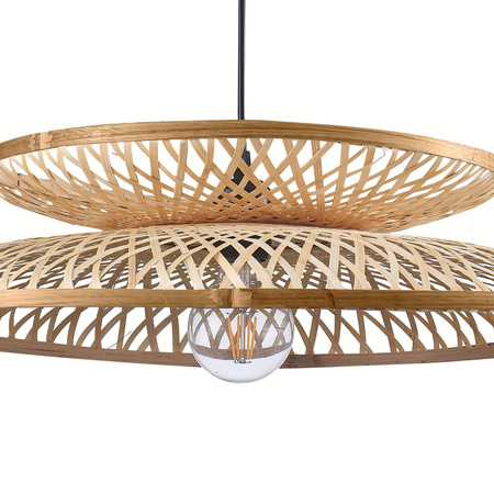 Lampa Sufitowa Wisząca Zwis E27 Beżowy BAMBOO NATURAL Sanico Goldlux