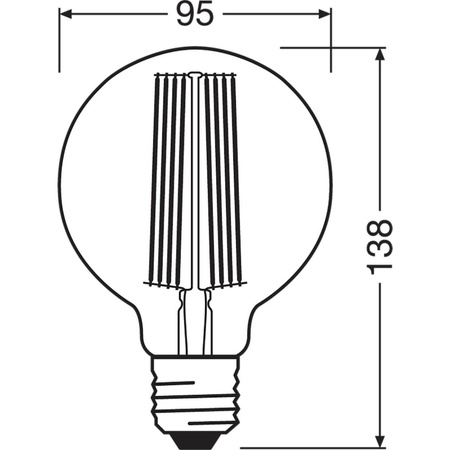 Żarówka LED Dekoracyjna G95 Kula E27 8.8W = 60W 806lm 2200K Ciepła 320° Filament Ściemnialna Vintage 1906 Osram