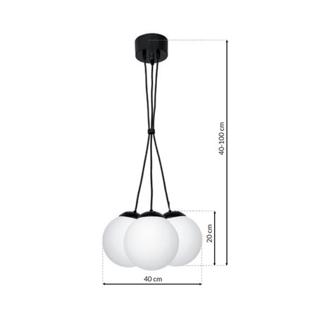 Lampa wisząca LIMA 3xE14 Klasyczna Kula Czarna MLP6523 Milagro Metal + Szkło