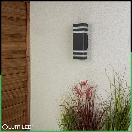 Lampa Ogrodowa Kinkiet Elewacyjny góra dół GU10 Czarny PROTEA LUMILED