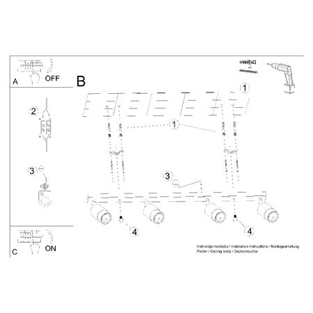 Lampa Sufitowa Oprawa Natynkowa SPOT TUBA Reflektor 4x GU10 Ruchoma Tubularna Czarna Złota Nowoczesna Nero Sollux