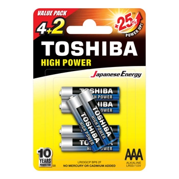 Baterie Alkaliczne TOSHIBA HIGH POWER LR03 AAA 1,5V Blister 6szt