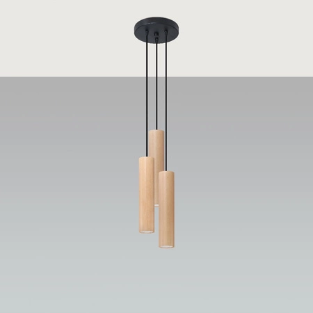 Lampa Sufitowa Wisząca Zwis 3x GU10 Tubularna Brązowa Skandynawska Lino Sollux