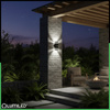 Lampa Ogrodowa Kinkiet Elewacyjny góra dół 2x GU10 Czarny Czujnik Ruchu i Zmierzchu IP54 HEDERA LUMILED