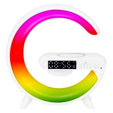 Lampka Biurkowa Stołowa LED 3W 420lm RGB Akumulatorowa Gamingowa Ładowarka Indukcyjna Głośnik BlueTooth Włącznik On/Off Biała Masterled