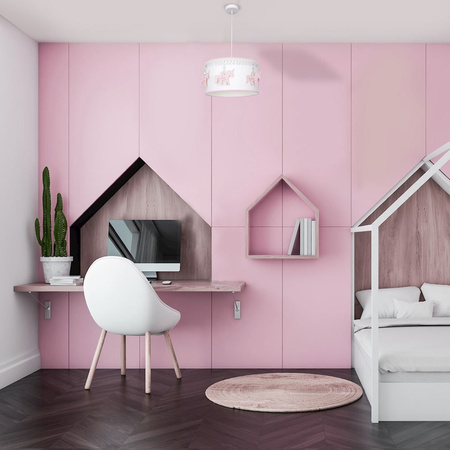 Lampa wisząca UNI 1xE27 Dziewczęca Jednorożce MLP64900 Milagro Metal + Tkanina + Drewno